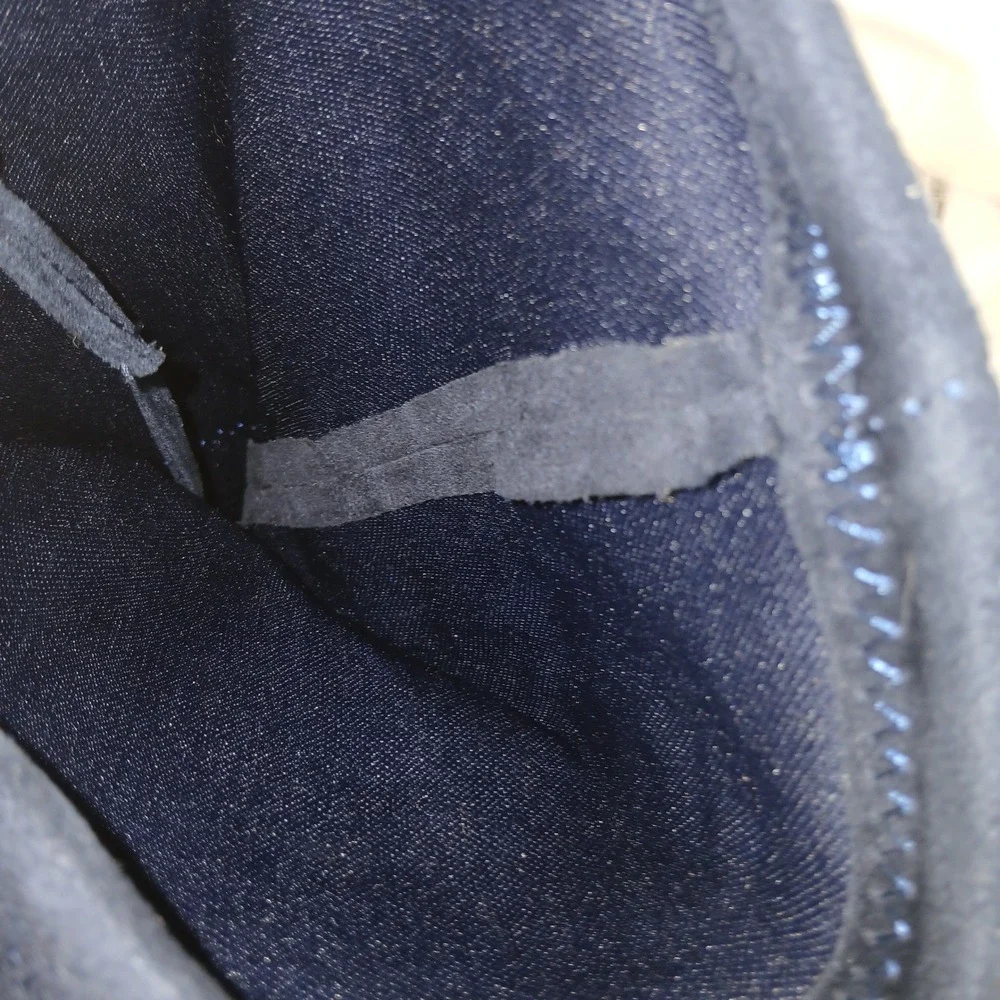 Forever Over The Knee Slouchy Boots 10 Navy Blue Faux Suede Block Heel Tie Back‎